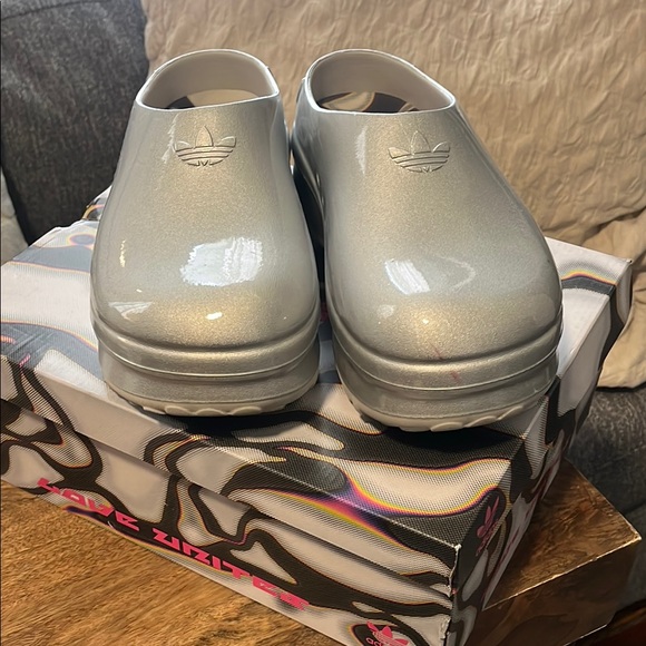 adidas Shoes - adidas Silver Mules & Clogs